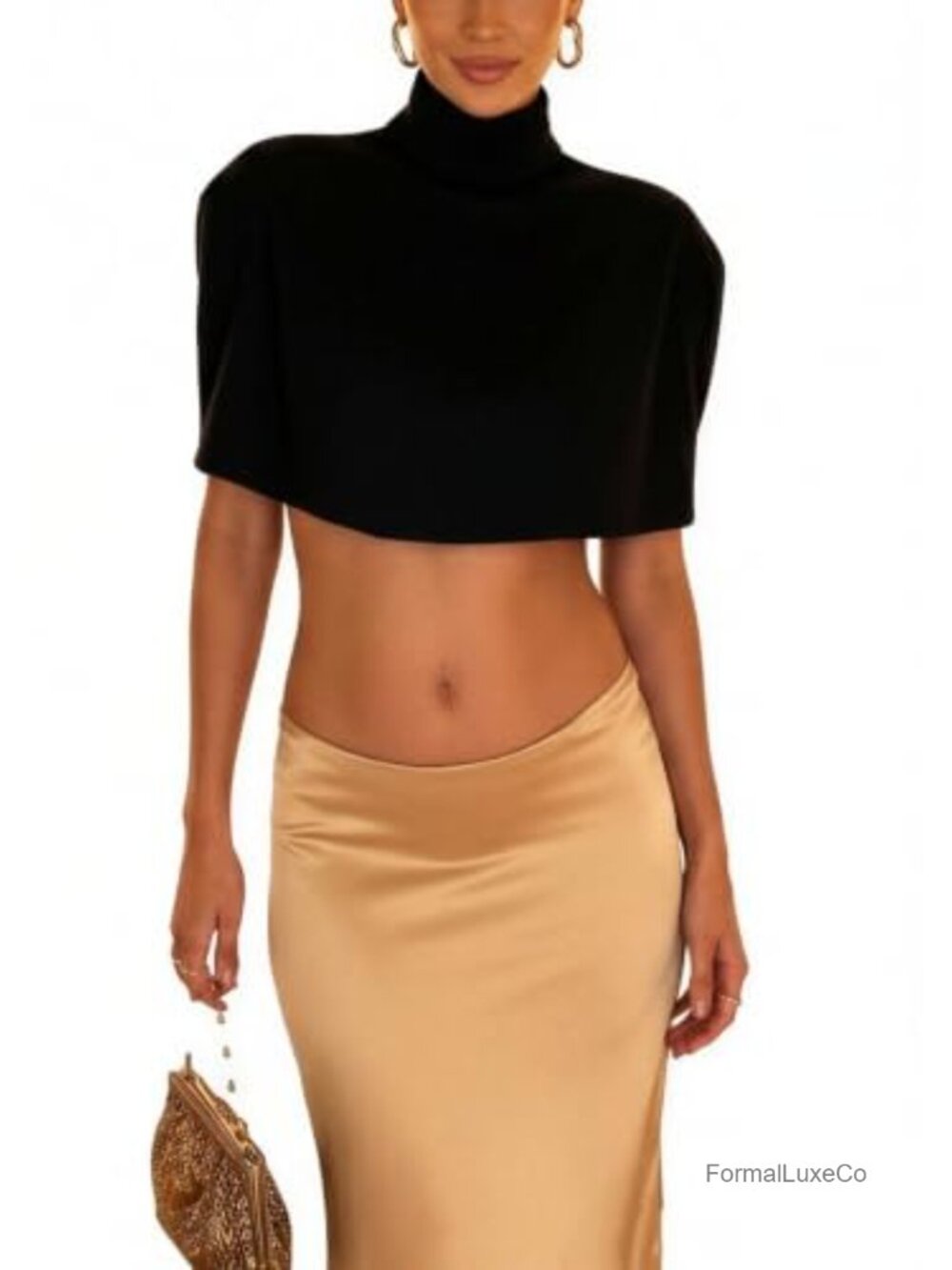 Women's Cape Top Mock Neck Poncho Shawl Blouse for Wedding Party
